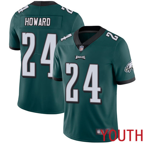 Youth Philadelphia Eagles #24 Jordan Howard Midnight Green Team Color Vapor Untouchable NFL Jersey Limited->youth nfl jersey->Youth Jersey